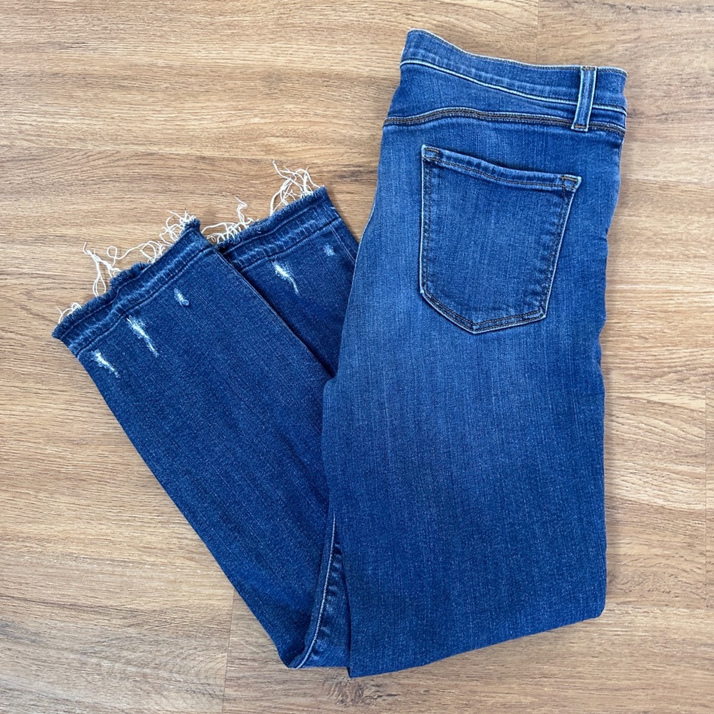 J Brand Raw Hem Straight Leg Cropped Jeans